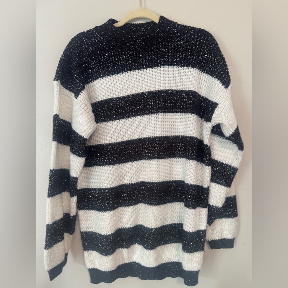 Striped Black and White Crew Neck Sweater